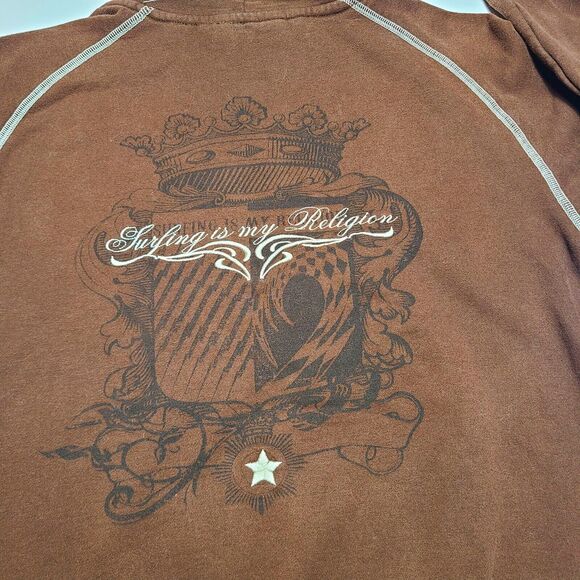 Ocean And Earth "Surfing Is My Religion" Men's Hoodie Size Small Graphic Y2k - Picture 3 of 9